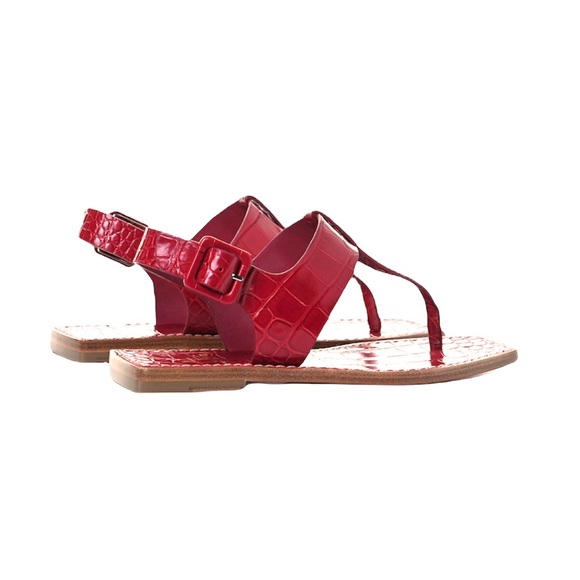 NEW Christian Louboutin Cubongo Crocodile Embossed Flat Sandals size 37.5 - Picture 4 of 12